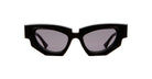 The Kuboraum F5 sunglasses feature black geometric frames with thick, angular design and dark tinted lenses, shown on a white background.