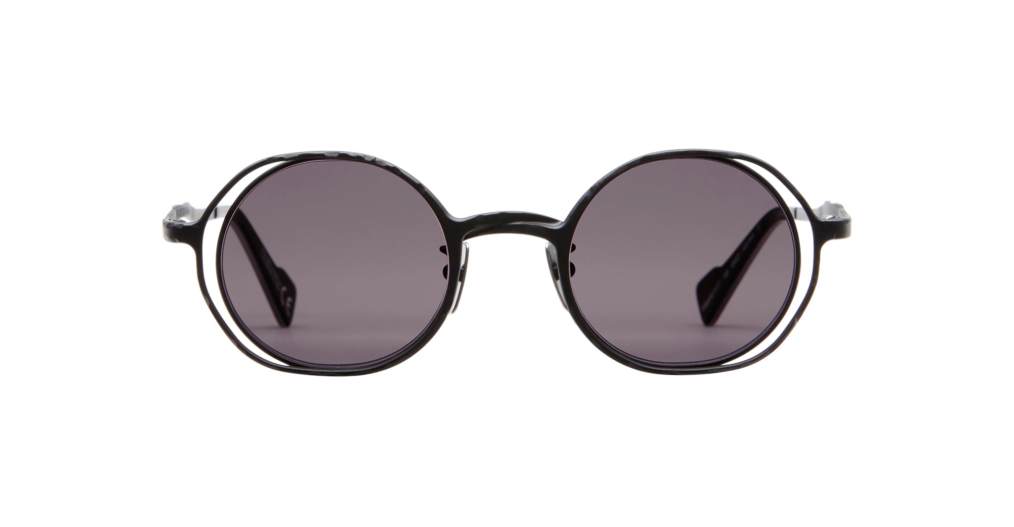 Kuboraum H11 round black sunglasses with dark tinted lenses and thin frames, displayed against a white background.