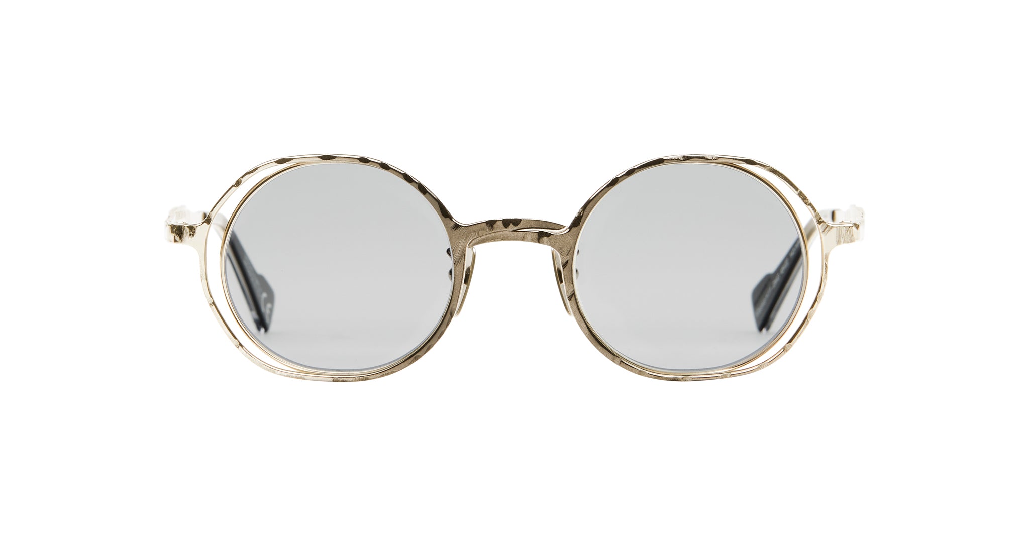 Kuboraum H11 round sunglasses with light-colored, translucent frames and silver mirrored lenses, shown front-facing on a white background.