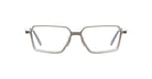 Kuboraum H15 eyeglasses feature rectangular silver metal frames with clear lenses, viewed from the front against a white background. The modern design includes slightly angled edges for a contemporary look.