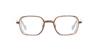 The Kuboraum H22 eyeglasses feature brown, rectangular metal frames with clear lenses, displayed front-facing on a white background.