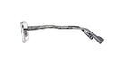 Side view of Kuboraum H22 metal eyeglasses featuring a thin, textured silver frame and round lenses, photographed on a white background.