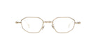 KUBORAUM Kuboraum H66 hexagonal gold metal eyeglass frames with clear lenses, front view.