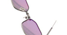 Close-up of KUBORAUM H66 metal-framed mirrored sunglasses with purple lenses, front view.