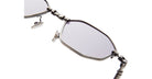 Close-up view of KUBORAUM H66 geometric metal sunglasses featuring tinted lenses and adjustable nose pads.