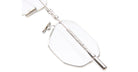 Close-up of KUBORAUM Kuboraum H66 silver metal eyeglasses, showing nose pads and temple arm from a side angle.