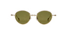 Kuboraum H67 round gold sunglasses with green lenses, shown from the front.