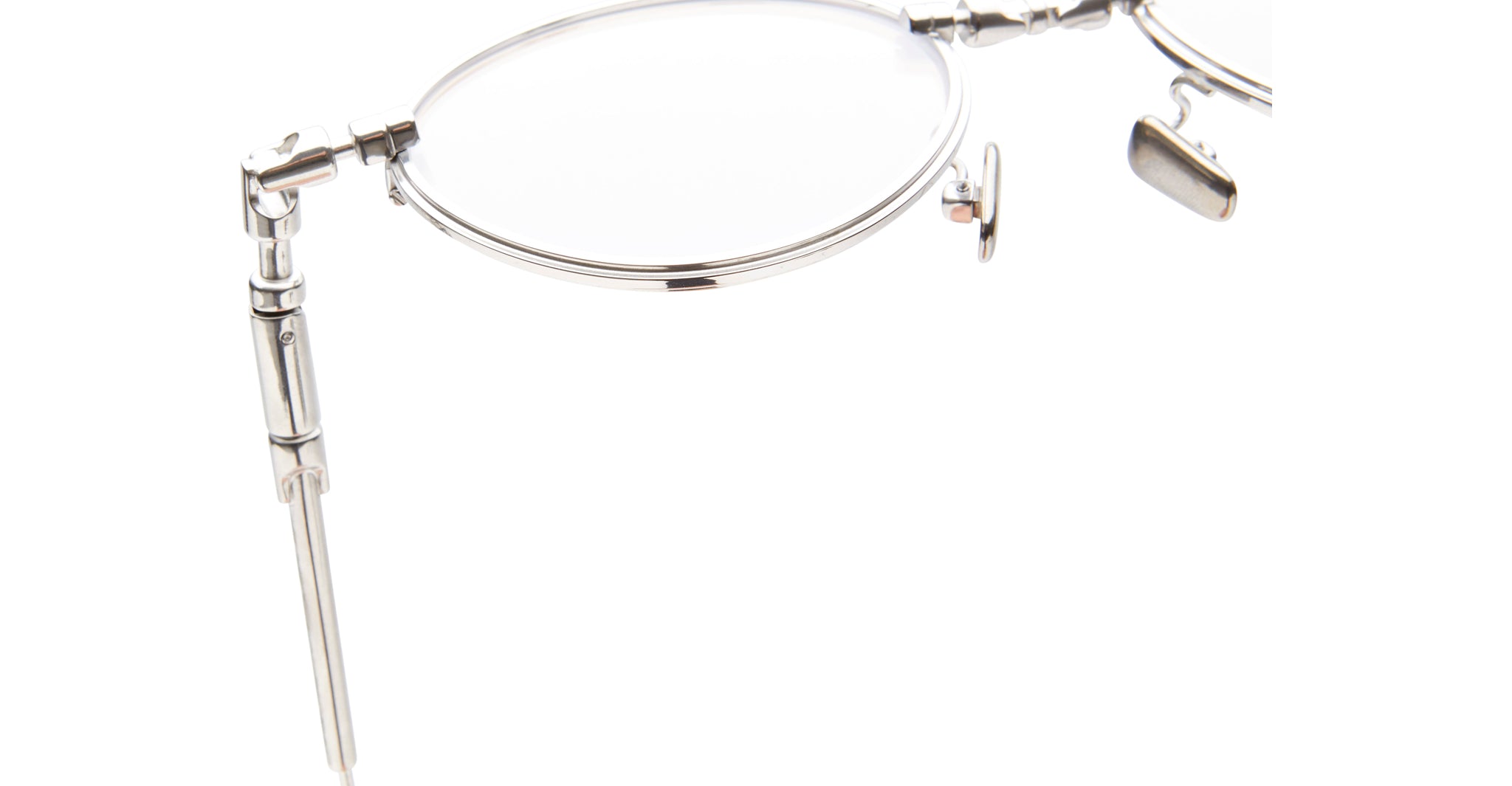 Close-up of KUBORAUM H67 round metal-framed eyeglasses with adjustable arms, front view.