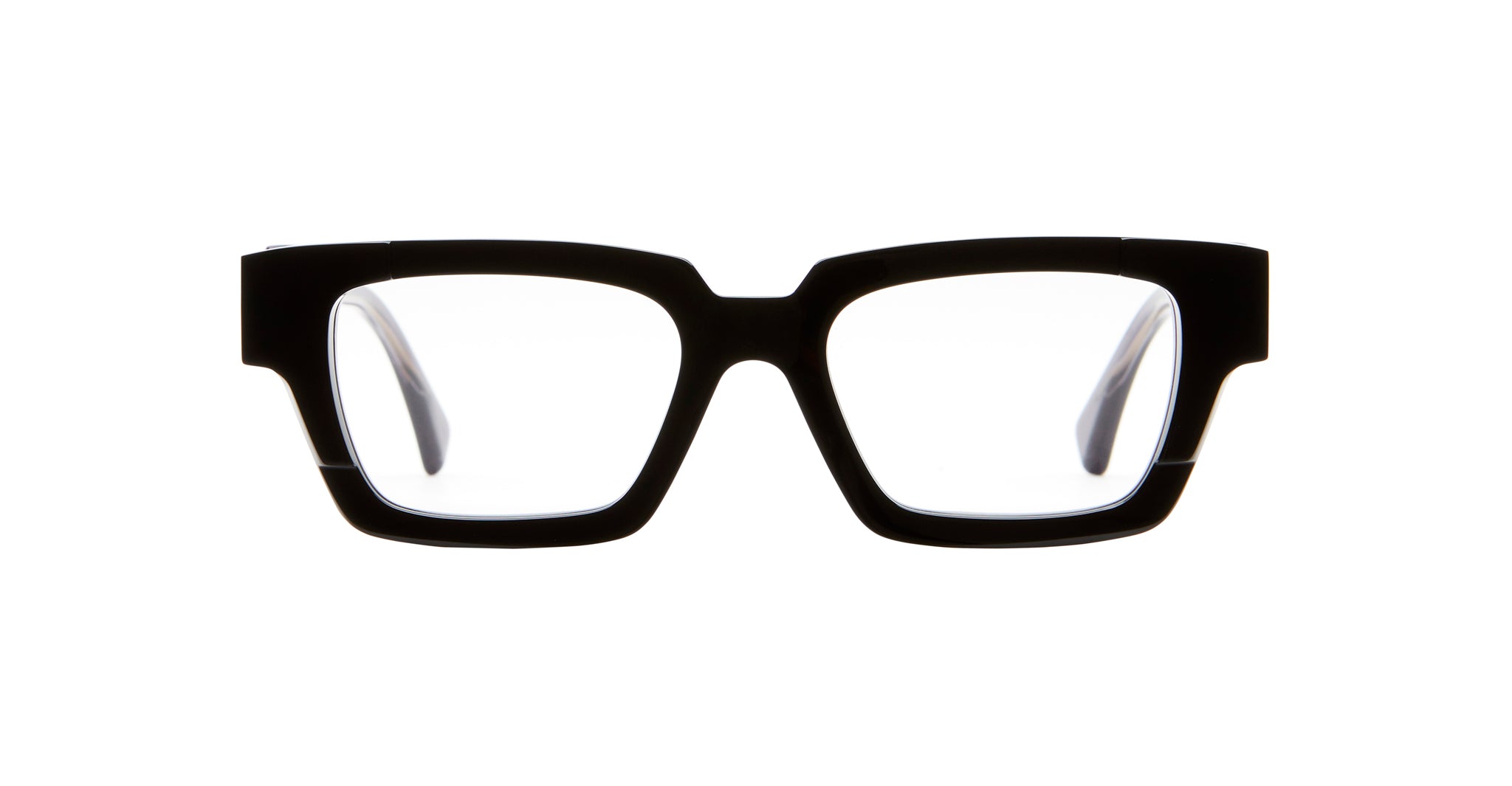 KUBORAUM Kuboraum I01 black rectangular eyeglasses with thick frames, front view.
