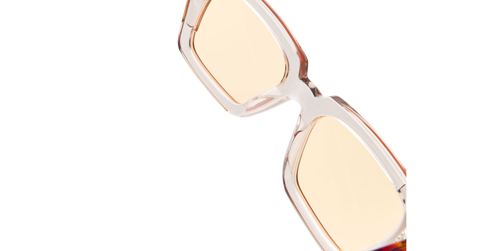 Kuboraum I01 rectangular eyeglasses, beige-tinted transparent acetate frames, front view.