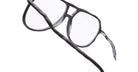 KUBORAUM L10 eyeglasses, black frame with clear lenses and a twisted black cord, front view.