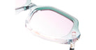 Close-up of KUBORAUM Kuboraum P20 eyeglasses, translucent frame, pale pink lenses, front view.