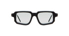 Kuboraum P23 rectangular eyeglasses with thick black frames and clear lenses, displayed front-facing against a white background.