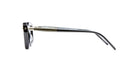 A side view of the Kuboraum P25 black eyeglasses with straight arms, metal hinges and temples, and a rectangular lens shape is shown against a white background.