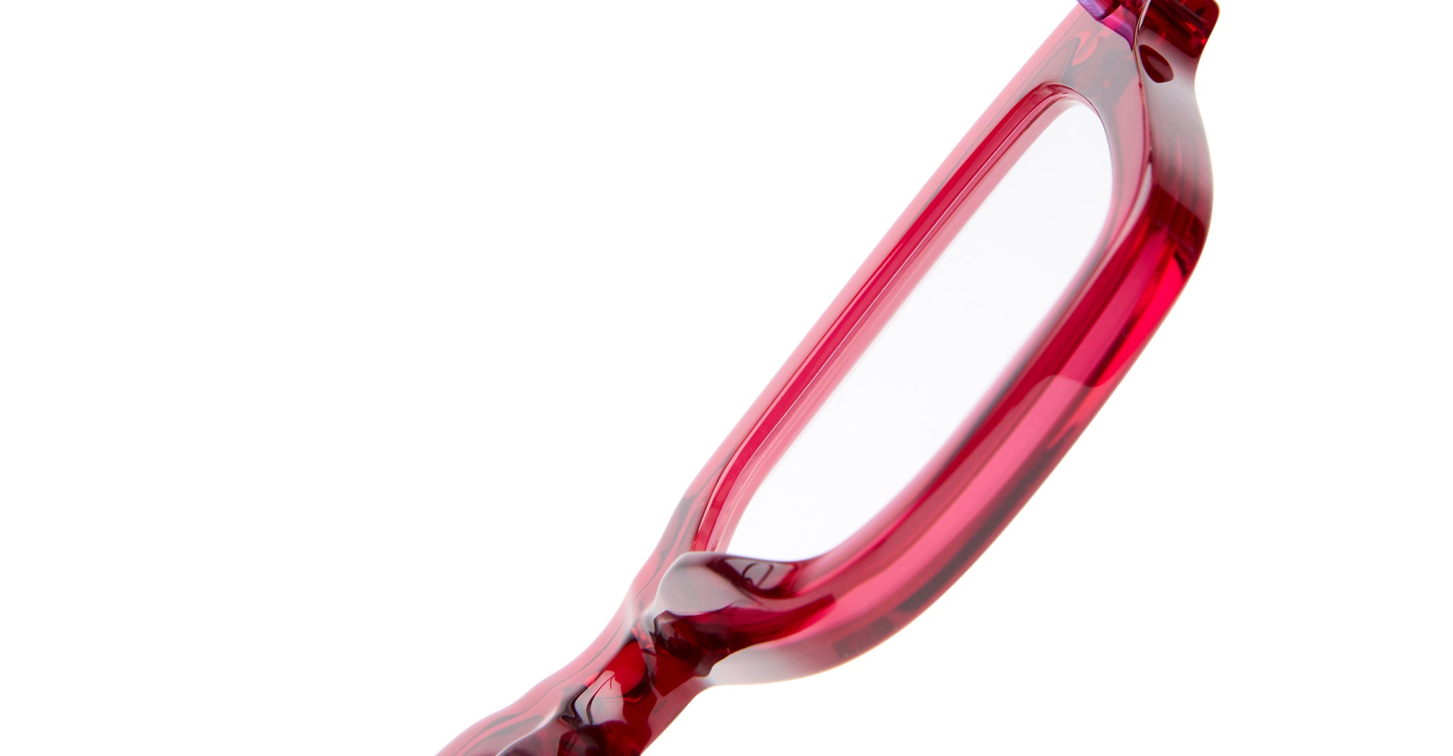 Close-up view of Kuboraum P28 eyeglasses, showing frame details and design from the front angle.