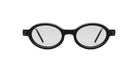 Kuboraum P6 round black eyeglasses with clear lenses, shown from the front against a white background.