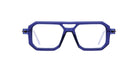 KUBORAUM P8 eyeglass frames with bold, thick blue rims and angular front, frontal view.
