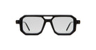KUBORAUM P8 eyeglasses with bold black geometric frames and lightly tinted lenses, front view.