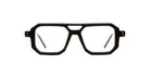KUBORAUM Kuboraum P8 eyeglasses with black geometric frames and clear lenses, front angle view.