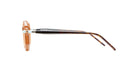 Side view of the Kuboraum P8 eyeglasses with brown translucent frames and dark brown temples, shown on a white background.