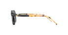 Kuboraum P8 eyeglasses by KUBORAUM, featuring black frames and tortoiseshell arms, front view.