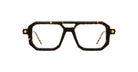 KUBORAUM P8 eyeglasses with thick rectangular tortoiseshell frames and clear lenses, front view.