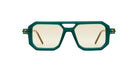Kuboraum P8 by KUBORAUM green geometric sunglasses with light tinted lenses, shown from the front.