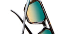 Close-up of KUBORAUM P8 tortoiseshell sunglasses with green gradient lenses, front view, eyewear by KUBORAUM.