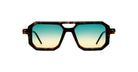 KUBORAUM Kuboraum P8 sunglasses with tortoiseshell frames and blue gradient lenses, shown from a front angle.