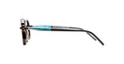 Side view of Kuboraum P8 eyeglasses with tortoiseshell frames and blue acetate temples by KUBORAUM.
