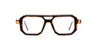 KUBORAUM Kuboraum P8 brown tortoiseshell oversized geometric eyeglasses with clear lenses, front view.