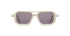 Kuboraum P8 by KUBORAUM sunglasses, geometric white thick frames, UV-protective dark lenses, front-facing view.
