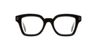 A pair of Kuboraum Q3 black, thick-rimmed rectangular eyeglasses is displayed on a plain white background.