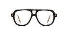 Kuboraum Q4 eyeglasses in black feature thick rims, a rectangular bridge, and slightly rounded lenses, shown from the front against a white background.