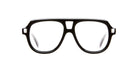 The Kuboraum Q4 features black, thick-rimmed eyeglasses with large rectangular lenses and a prominent double bridge, displayed against a white background.