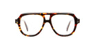 The Kuboraum Q4 features large rectangular lenses, a tortoiseshell frame, a bold double bridge, and wide arms, set against a plain white background.