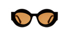 KUBORAUM Kuboraum X22 black retro round sunglasses with thick frames and brown-tinted lenses, front view.