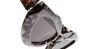 Close-up of Kuboraum Y8 sunglasses featuring thick, marbled black and white frames and dark tinted lenses, displayed at an angle against a white background.