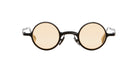 KUBORAUM Z17 round black-frame eyeglasses with light yellow lenses, front view.