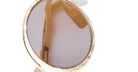 Close-up of Kuboraum Z24 round sunglasses with gold frames and brown-tinted lenses, showing the inner side of one arm against a white background. The brand name appears faintly on the arm.