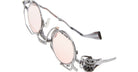 Kuboraum Z50 eyeglasses feature a steampunk-inspired silver frame with pink-tinted round lenses, detailed metallic accents, and decorative gear elements near the temples.