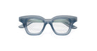 Lapima Lisa Petit 44 eyeglasses in blue translucent square acetate with thick frames, handcrafted in Brazil, displayed front-facing on a white background.