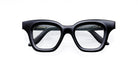 The Lapima Lisa Petit 48 features black, thick-rimmed square acetate optical frames with clear lenses, shown front-facing on a white background. The brand and model are visible inside the arms; these modern eyeglasses are handcrafted in Brazil.
