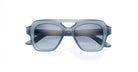 Lapima Samuel blue translucent rectangular sunglasses with thick frames and slightly tinted lenses, shown on a white background.