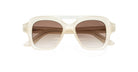 Front view of Lapima Samuel oversized sunglasses featuring square, glossy ivory frames and gradient brown lenses, set against a white background.