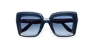 Lapima Teresa rectangular navy sunglasses with thick frames and polarized gradient blue lenses, front view.