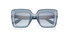 Lapima Teresa sunglasses by Lapima, blue rectangular frames with thick translucent design and tinted lenses, shown from front view.