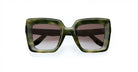 Lapima Teresa square green marbled sunglasses with polarized dark tinted lenses, front view.