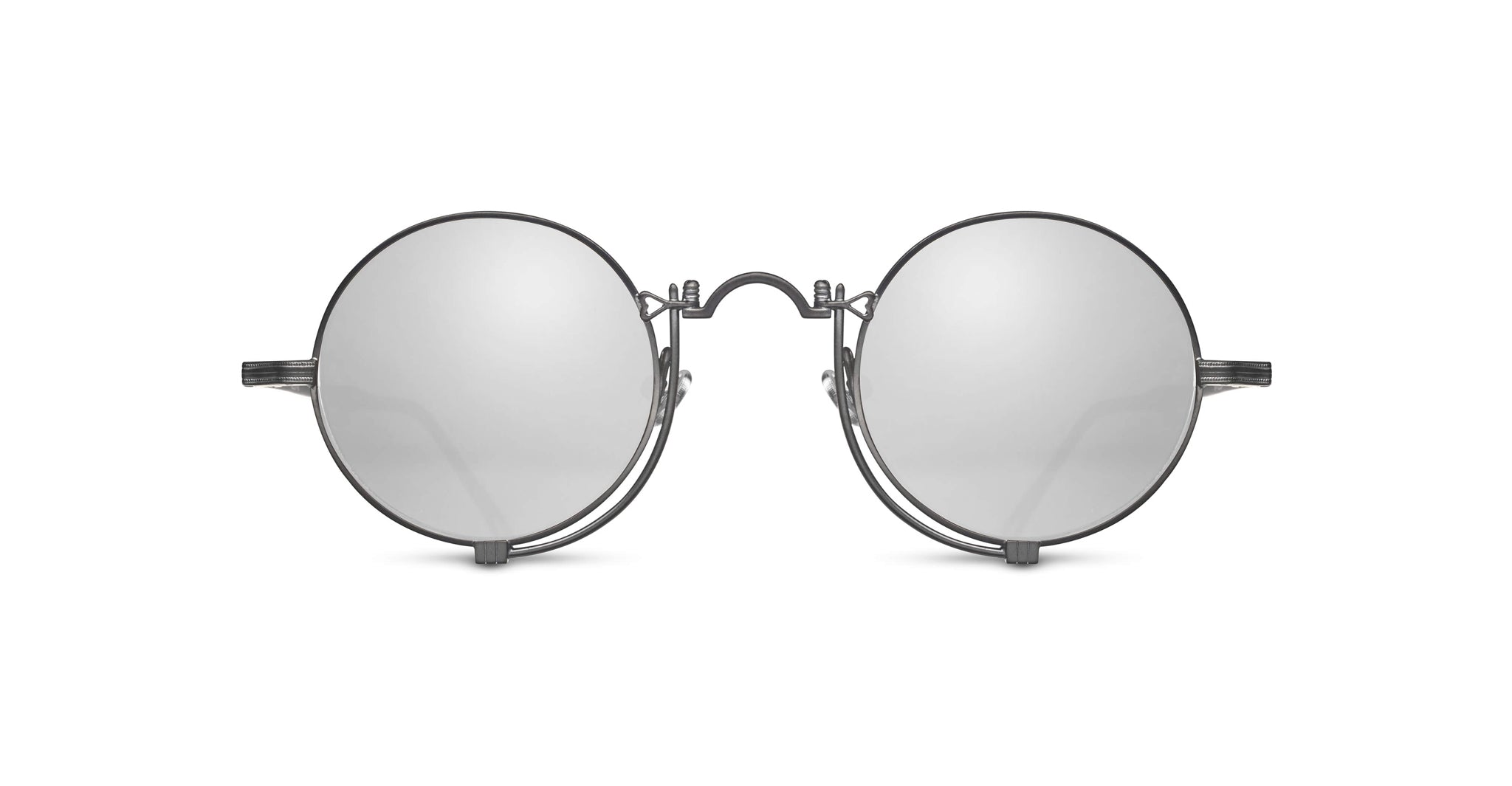 The Matsuda 10601H features round, silver frames with clear lenses, displayed on a white background facing directly forward.