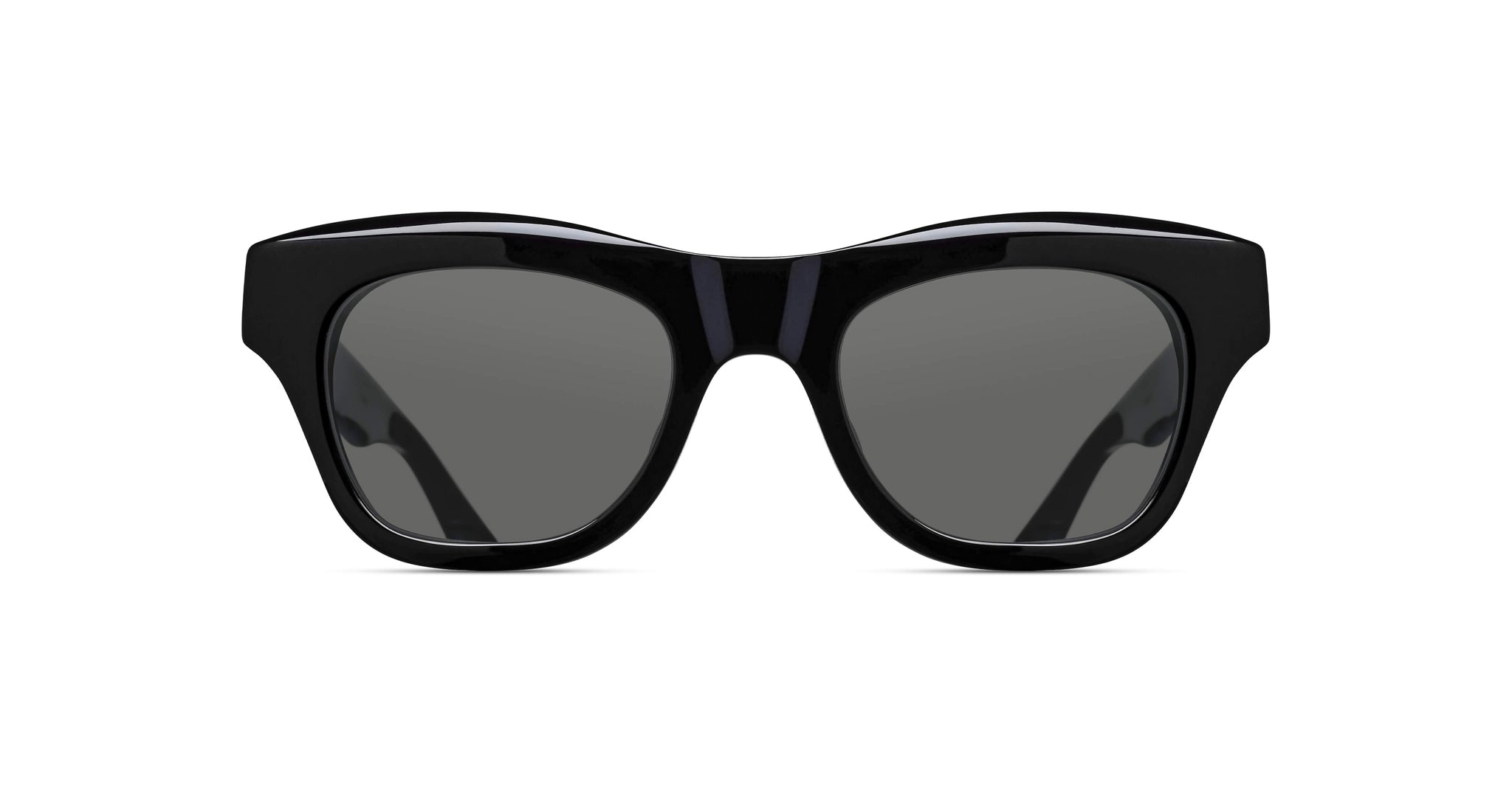 Matsuda M1027 black thick-framed sunglasses with large dark-tinted lenses, displayed facing forward on a white background.